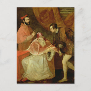 Postal El Papa Pablo III y sus sobrinos, 1545