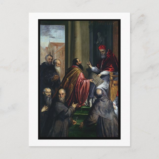 Postal El Papa Pablo IV entregando un estatuto (Anverso)