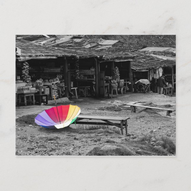 Postal El paraguas en el mercado (Anverso)