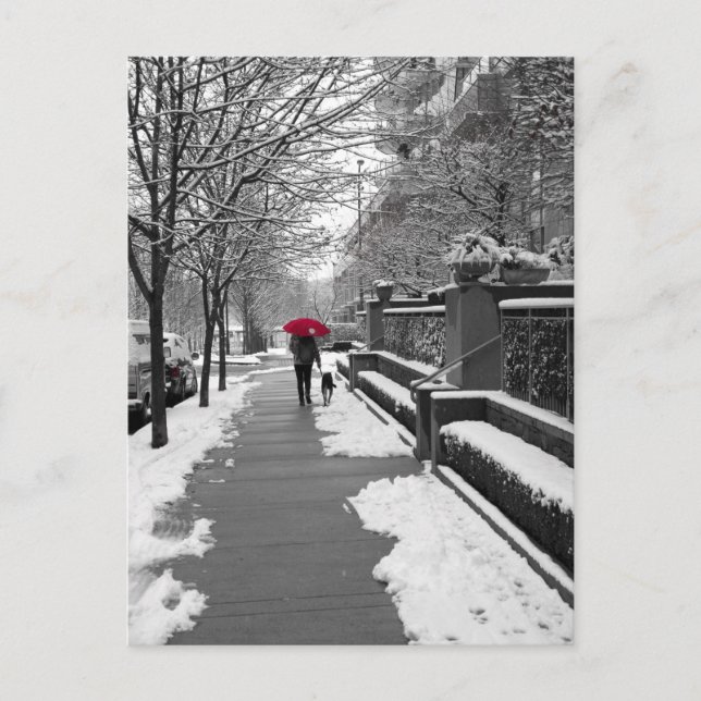 Postal El paraguas rojo (Anverso)