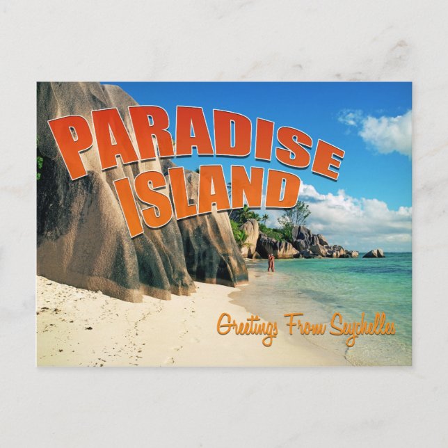 Postal El paraíso de las Seychelles (Anverso)