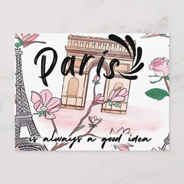 Postal El París Cute Francia Es Siempre Una Buena Idea (Anverso)