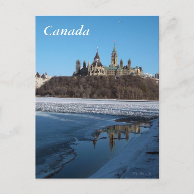 Postal El Parlamento de Canadá mira desde el río Ottawa (Anverso)