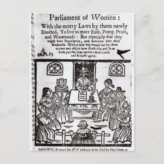 Postal El Parlamento de las Mujeres, 1656 (Anverso)