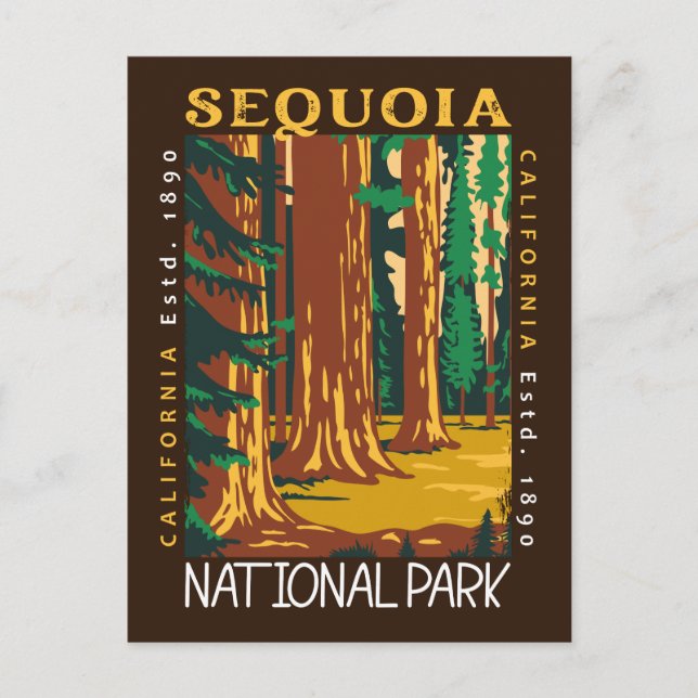 Postal El Parque Nacional Sequoia, California, con proble (Anverso)