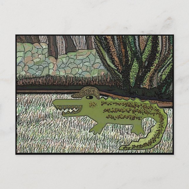 Postal El paseo de cocodrilos (Anverso)