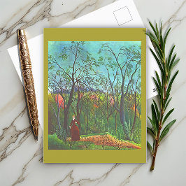 Postal El paseo en el bosque por Henri Rousseau 