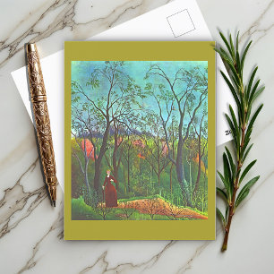 Postal El paseo en el bosque por Henri Rousseau 