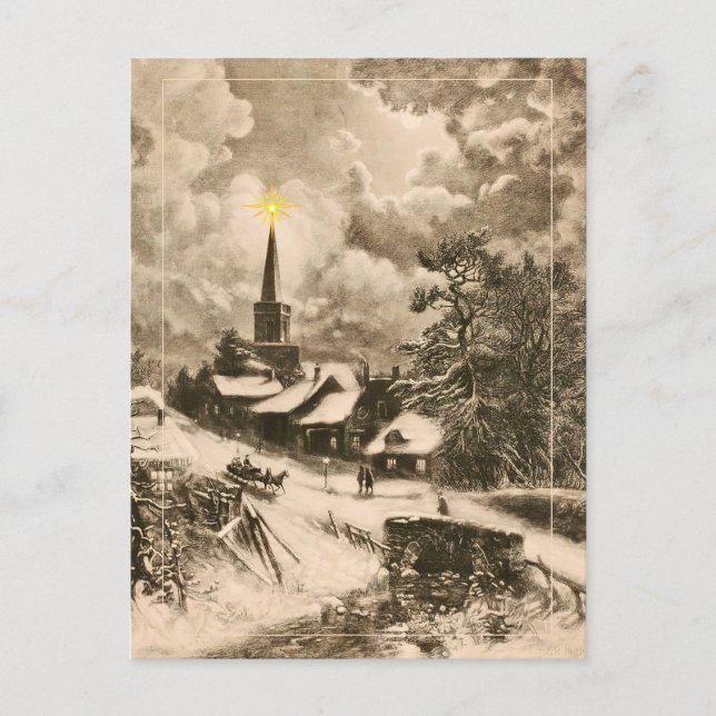 Postal El paseo en Sleigh con la estrella (Anverso)