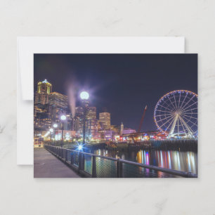 Postal El paseo marítimo de Seattle por la noche