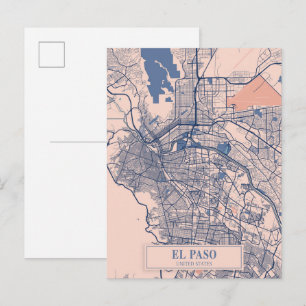 Postal El Paso Estados Unidos Mapa de la ciudad ventosa V