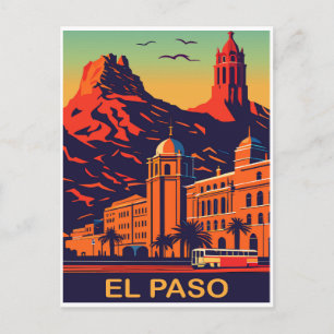 Postal El Paso, Texas, Atardecer Sobre las Montañas, Viaj
