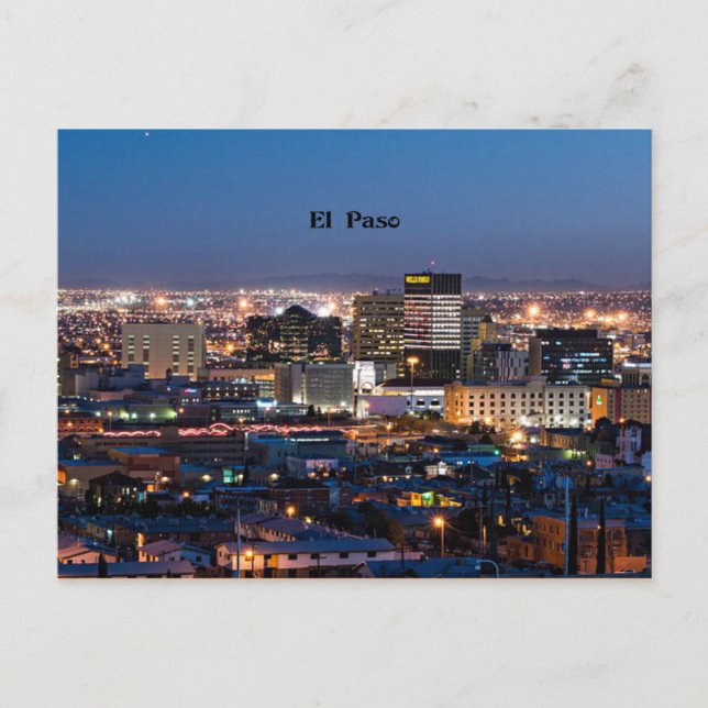 Postal El Paso, Texas de noche (Anverso)