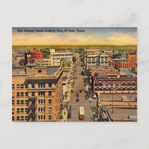 Postal El Paso, Texas, vista de ojos de pájaro, cosecha