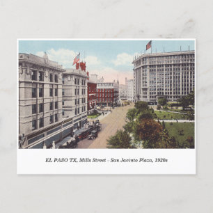 Postal El Paso TX, Mills Street San Jacinto Plaza Vintage