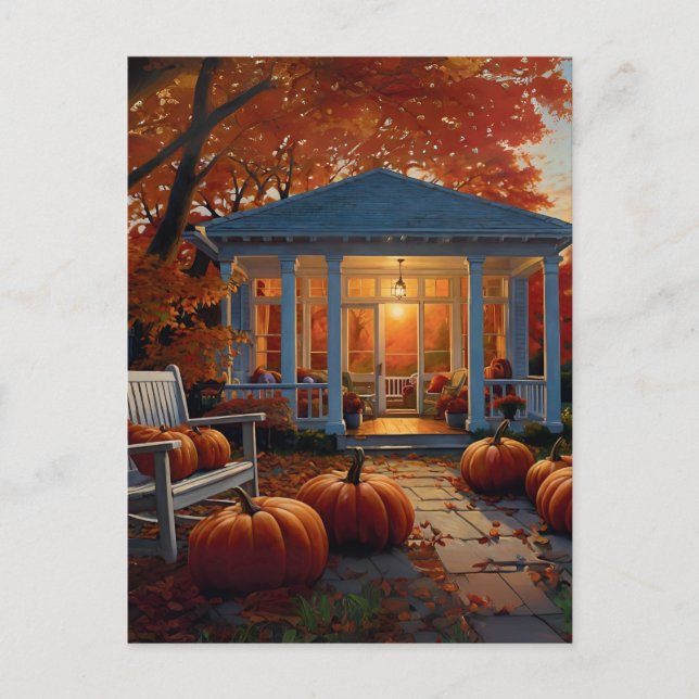 Postal El patio trasero de otoño (Anverso)