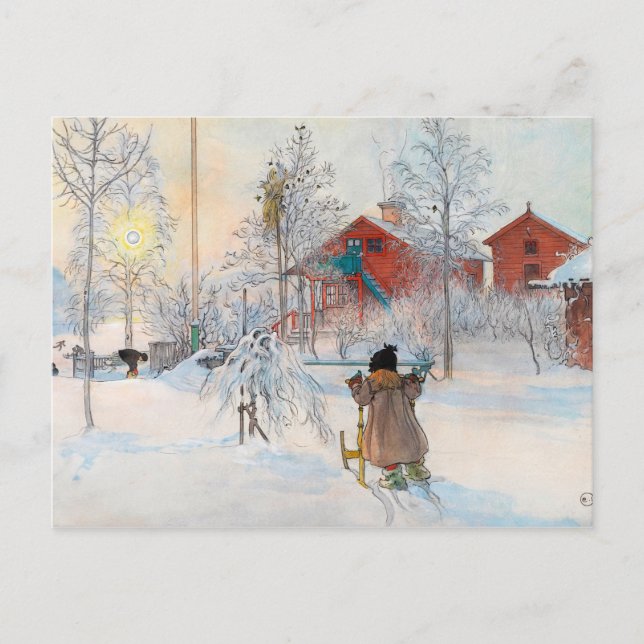 Postal El patio y la lavandería, 1895 de Carl Larsson (Anverso)