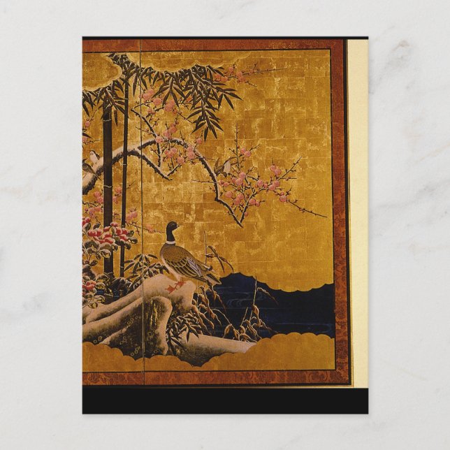 Postal El pato salvaje y las aves en una nieve (Anverso)