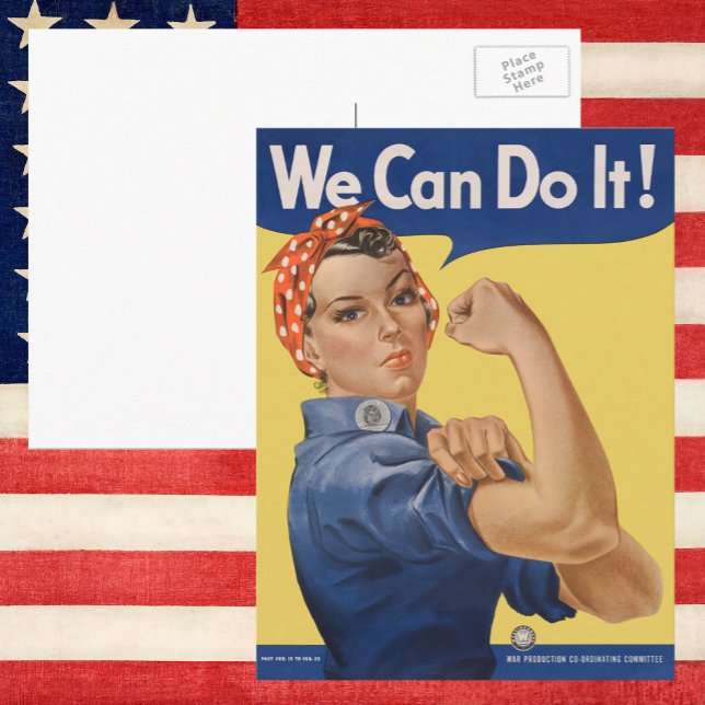 Postal El patriótico vintage Rosie the Riveter, ¡Podemos  (Subido por el creador)