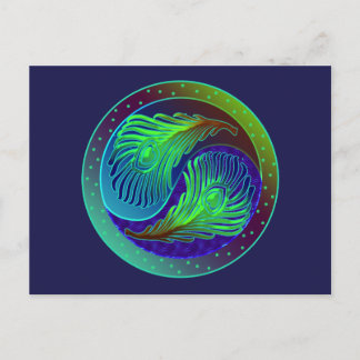 Postal El pavo real empluma 1 Yin Yang