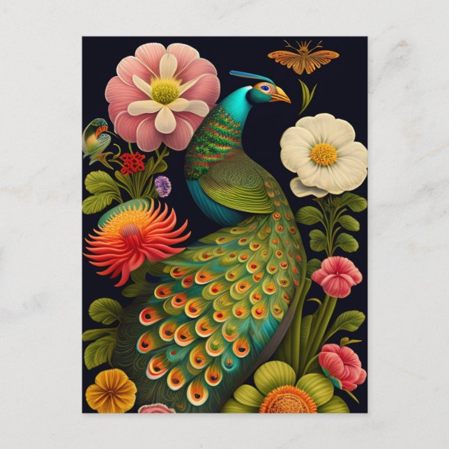 Postal El pavo real | Haeckel moderno (Anverso)
