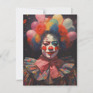 Postal El payaso colorido y feliz
