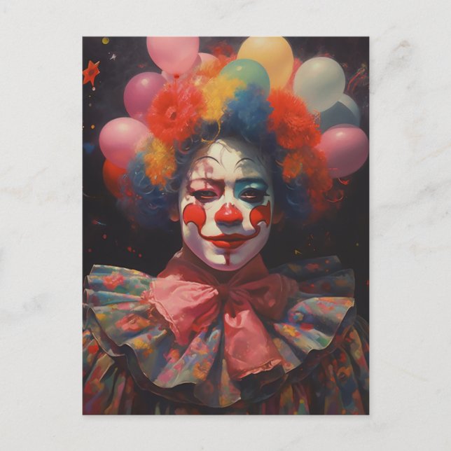 Postal El payaso colorido y feliz (Anverso)