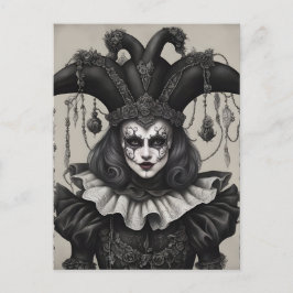 Postal El payaso de los bromistas en blanco y negro