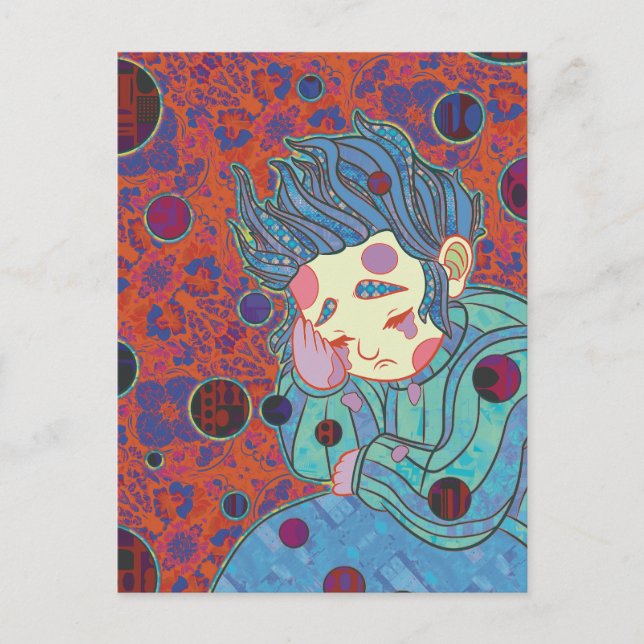 Postal El payaso llorando (Anverso)