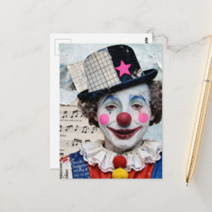 Postal El payaso medios mixtos