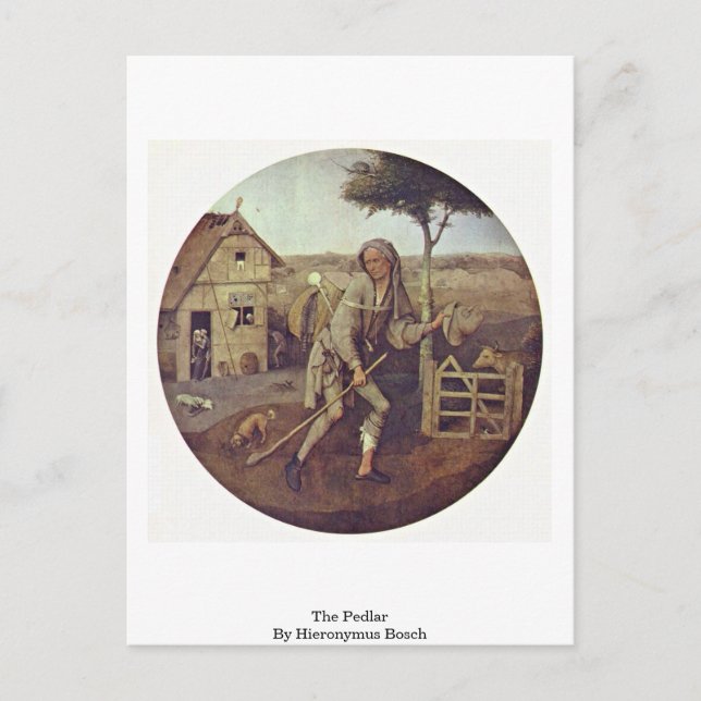 Postal El Pedlar. Por Hieronymus Bosch (Anverso)