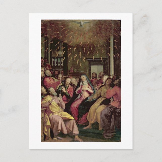 Postal El pentecostés, c.1598 (petróleo en panel) (Anverso)