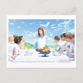 Postal El Pentecostés - María, Apóstoles y el Espíritu Sa