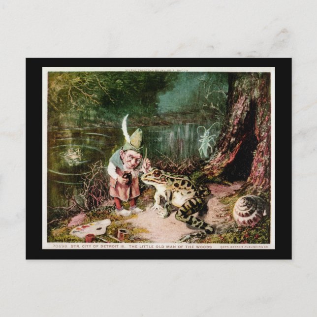 Postal El pequeño anciano de la cosecha mural de Woods (Anverso)
