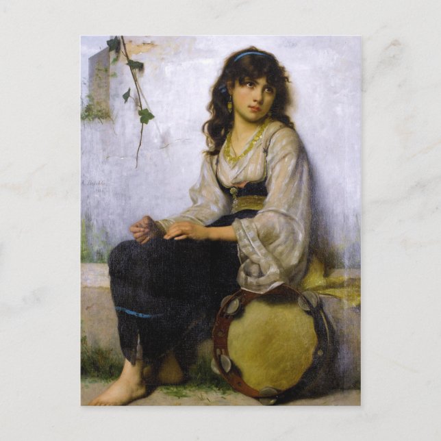 Postal El pequeño Chica de ambourine ~ (Anverso)