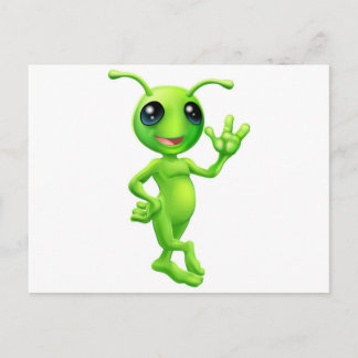 Postal El pequeño extraterrestre verde