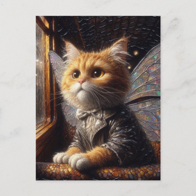 Postal El pequeño y adorable gato de hadas (Anverso)