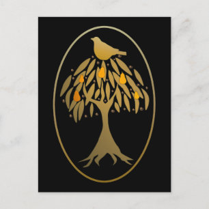 Postal El perdiz en un oro de árbol de peras