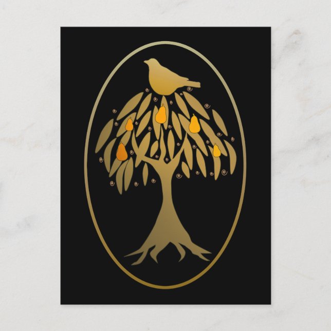 Postal El perdiz en un oro de árbol de peras (Anverso)