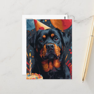 Postal El perro Rottweiler de cumpleaños