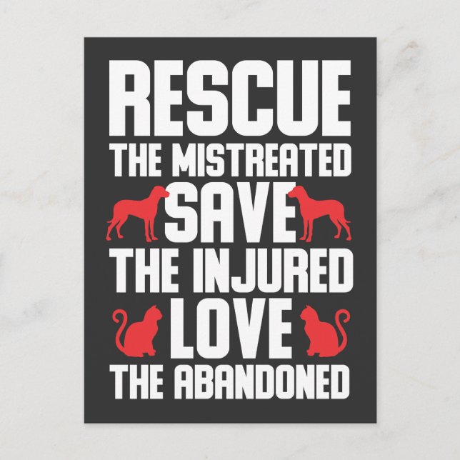 Postal El perro y el gato aman la conciencia sobre el res (Anverso)