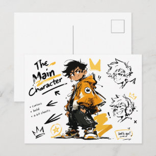 Postal El Personaje Principal Anime Estilo Arte Cool