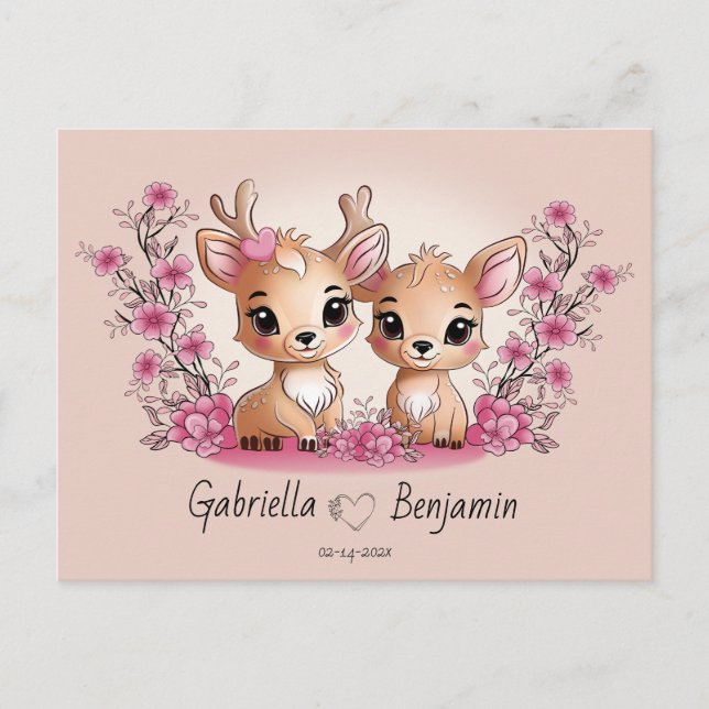 Postal El Personalizado amable Bambi ama el Día de San Va (Anverso)