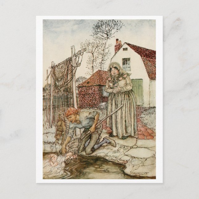 Postal El pescador y su esposa (Anverso)