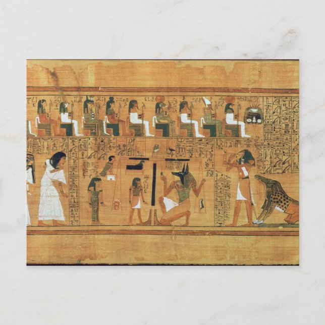 Postal El peso del corazón contra la pluma de (Anverso)