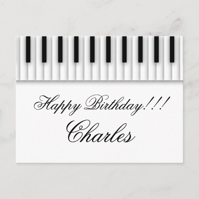 Postal El piano de la música cierra blanco negro (Anverso)