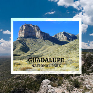 Postal El pico El Capitán Guadalupe, cielo azul, parque n