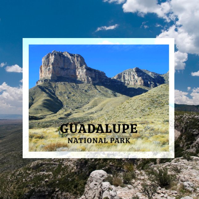 Postal El pico El Capitán Guadalupe, cielo azul, parque n (Subido por el creador)