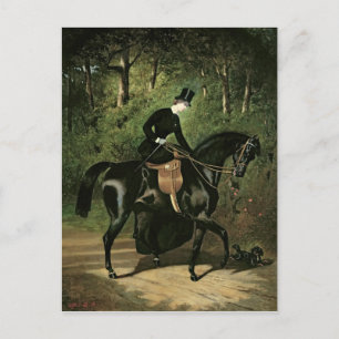 Postal El piloto en su yegua negra