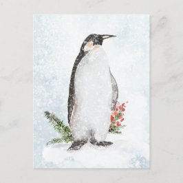 Postal El Pingüino En Un Vacío De Invierno Con Nieve